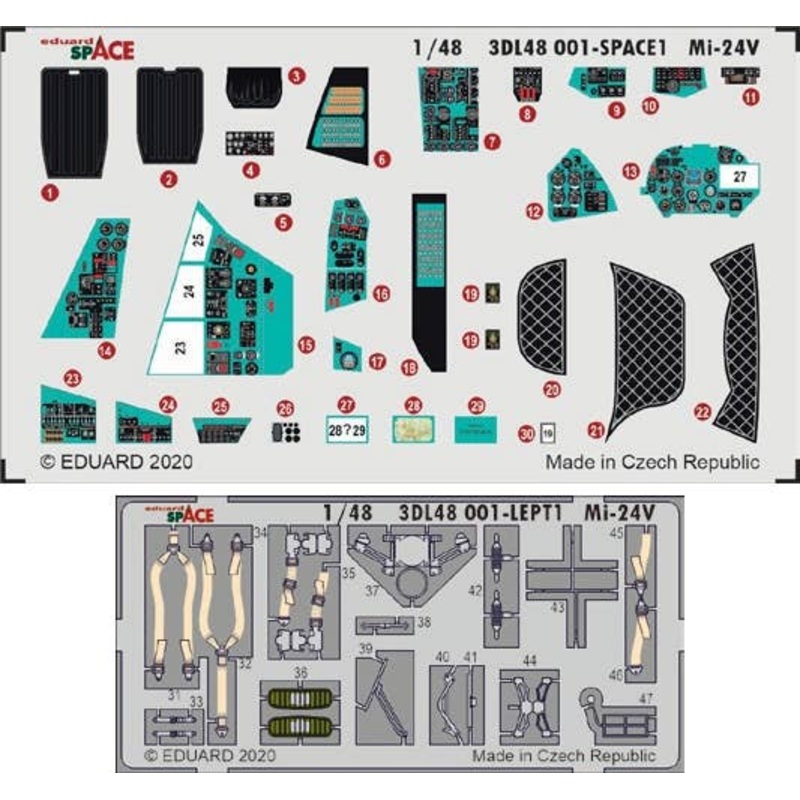 1/48 Mi-24V Space Interior 3D Decal w/Photo-Etched Parts Set (for Zvezda/Eduard)