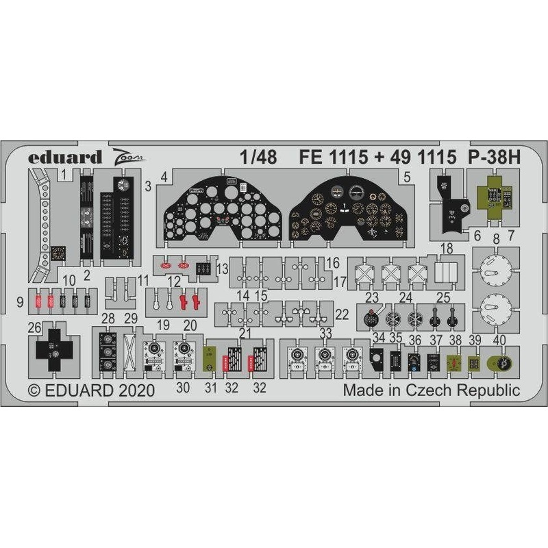 1/48 P-38H Photo-Etched Parts (for Tamiya)