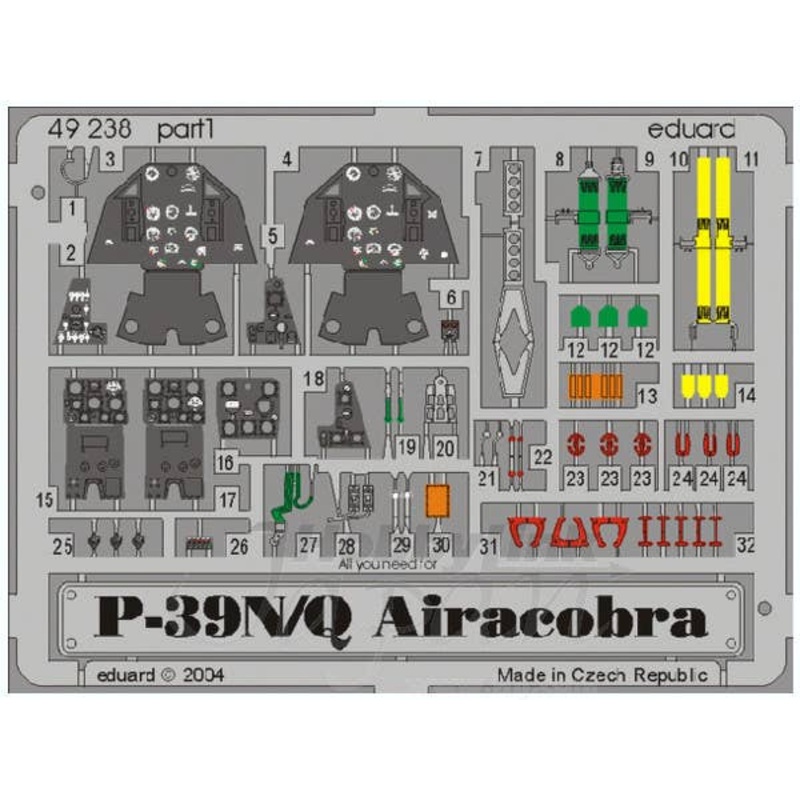 1/48 P-39Q/N Air Cobra Photo-Etched Parts (for Eduard)