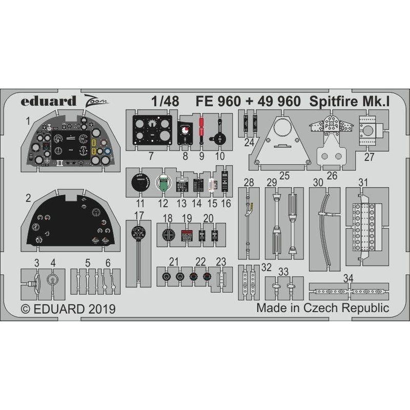 1/48 Spitfire Mk.I Zoom Photo-Etched Parts (for Tamiya)