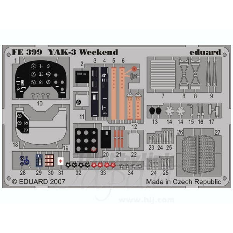 1/48 Yak 3 Weekend Edition Zoom Color PE (for Eduard)