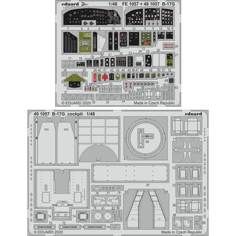 1/48 B-17G Cockpit Photo-Etched Parts (for HK Models)