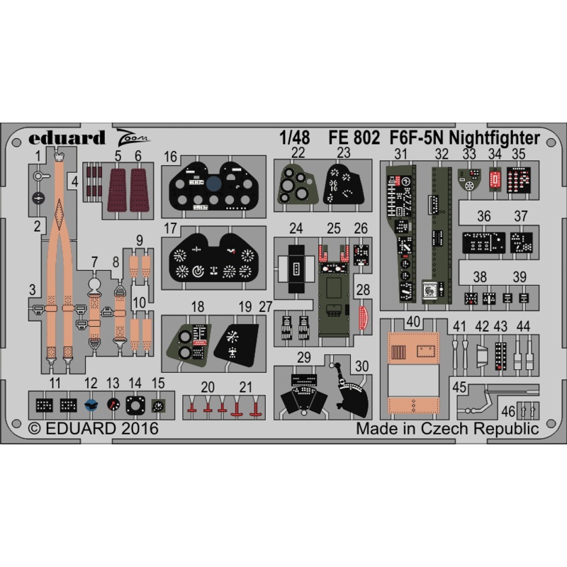 1/48 F6F-5N Nightfighter Zoom Etching Parts (Eduard)