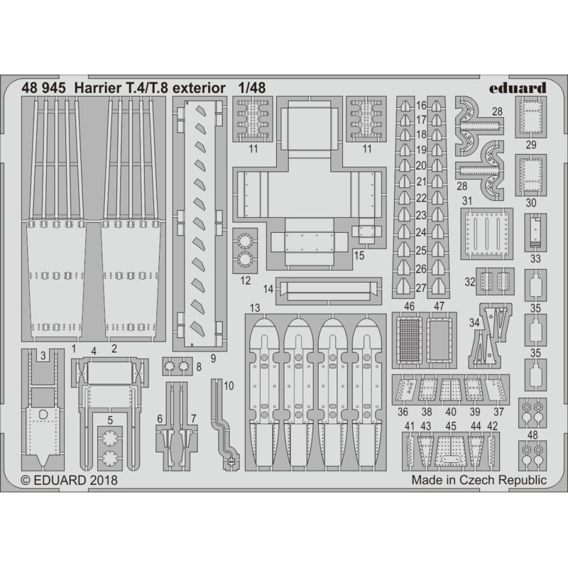 1/48 Harrier T.4/T.8 Exterior Photo Etched Set (for Kinetic)