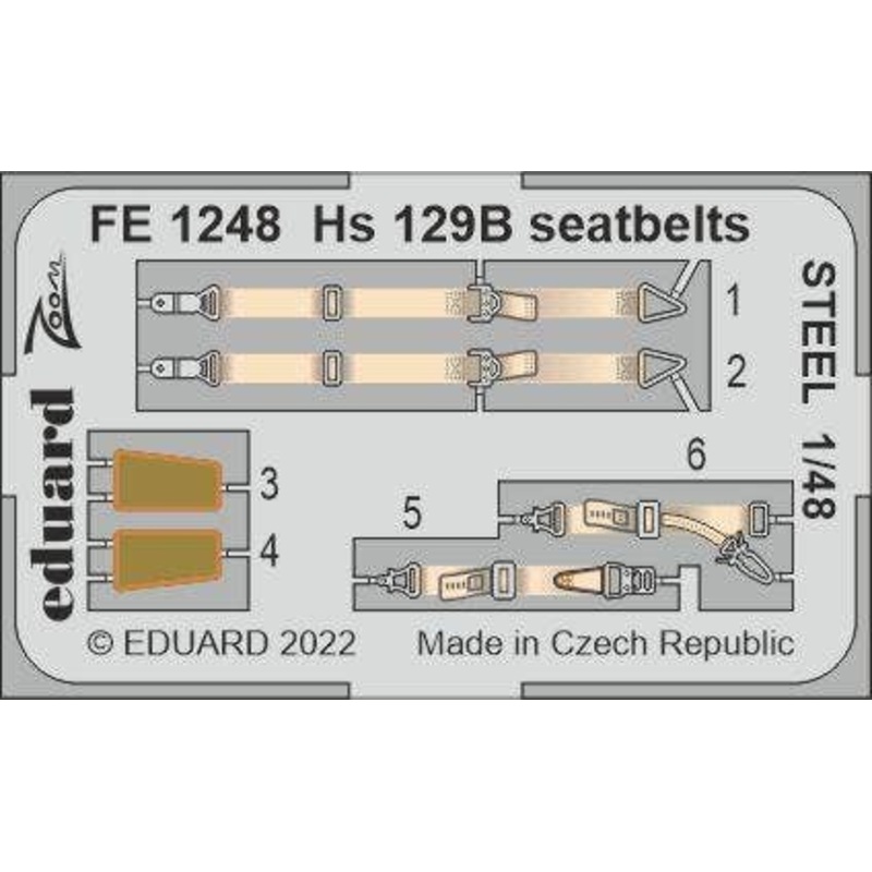1/48 Hs 129B seatbelts STEEL (for HASEGAWA)