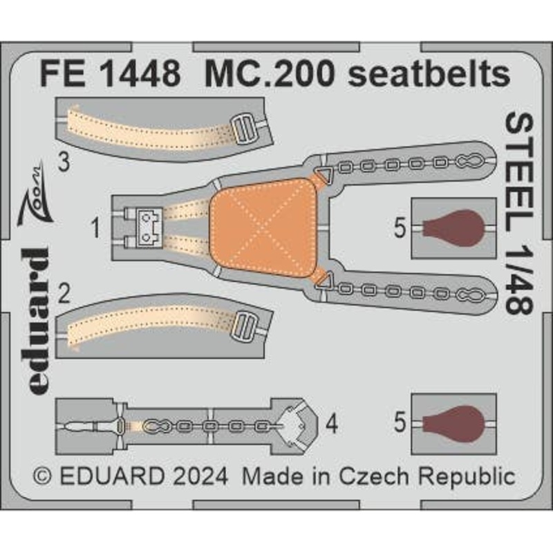 1/48 MC.200 seatbelts STEEL Zoom (for ITALERI)