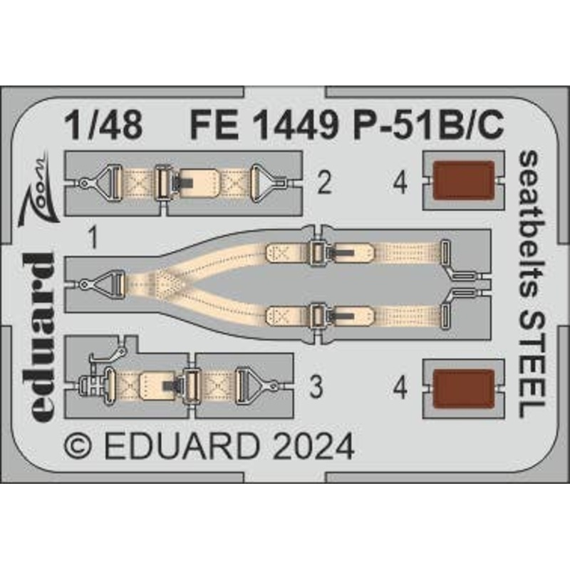 1/48 P-51B/C seatbelts STEEL Zoom (for EDUARD)