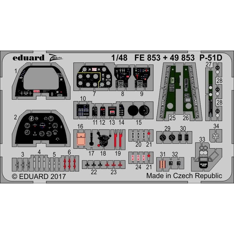 1/48 P-51D Interior Photo-Etched Parts (for Airfix)