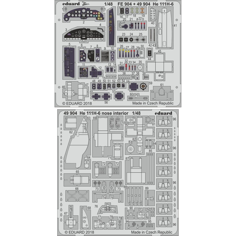 1/48 He 111H-6 Nose Interior Photo-Etched Parts (for ICM)