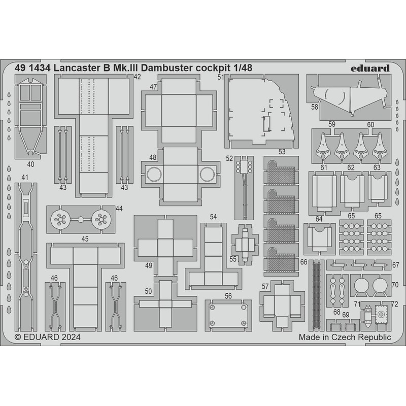 1/48 Lancaster B.Mk.III Dambuster cockpit Photo Etched (for HKM)