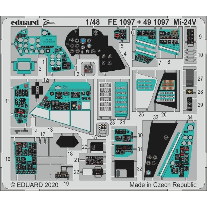 1/48 Mi-24 Interior Photo-Etched Parts (for Zvezda)