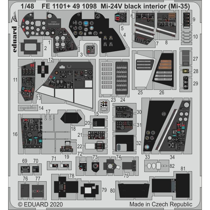1/48 Mi-24V Black Interior (Mi-35) Zoom Photo-Etched Parts (for Zvezda)