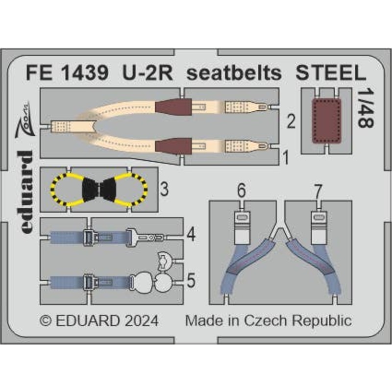 1/48 U-2R seatbelts STEEL Zoom etched (for Hobby Boss)