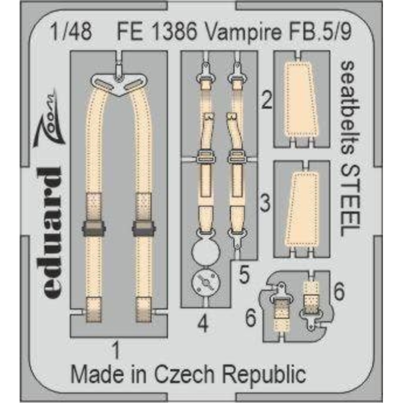 1/48 Vampire FB.5/9 seatbelts STEEL Zoom set (for AIRFIX)