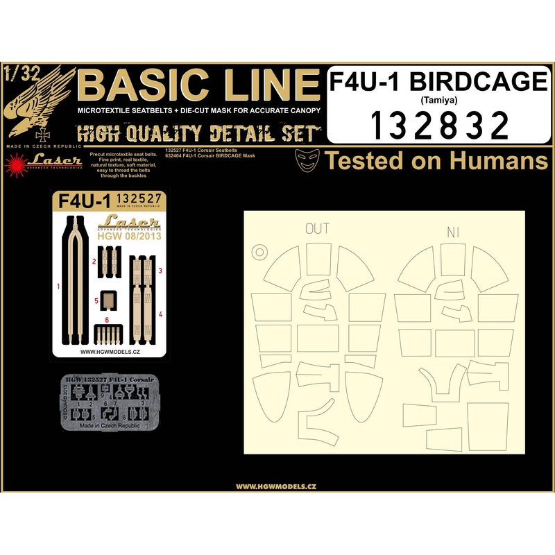1/32 F4U-1 Birdcage Cloth Seatbelt & Canopy Mask for Tamiya