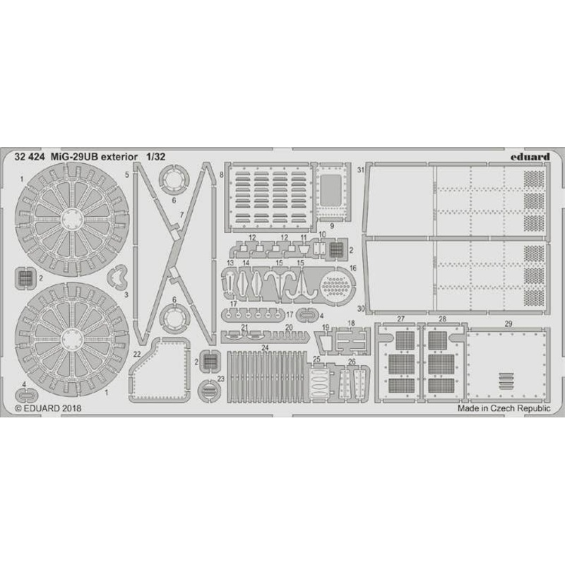 1/32 MiG-29UB Exterior Photo-Etched Parts (for Trumpeter)