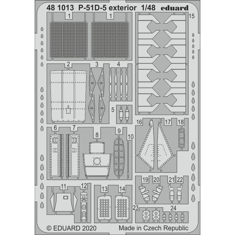 1/48 P-51D-5 Exterior Photo-Etched Parts (for Airfix)