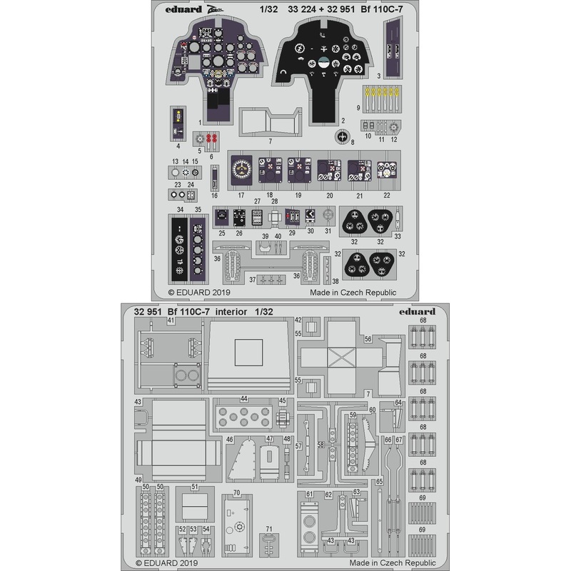 1/32 Bf 110C-7 Interior Photo-Etched Parts (for Revell)