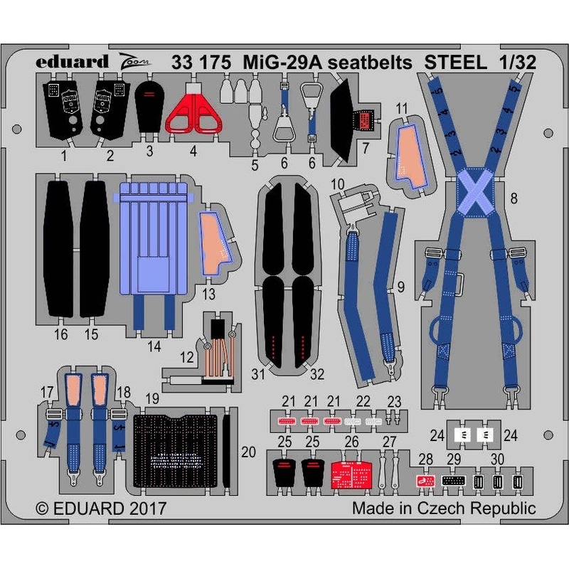 1/32 MiG-29A Seatbelts Steel (for Trumpeter)