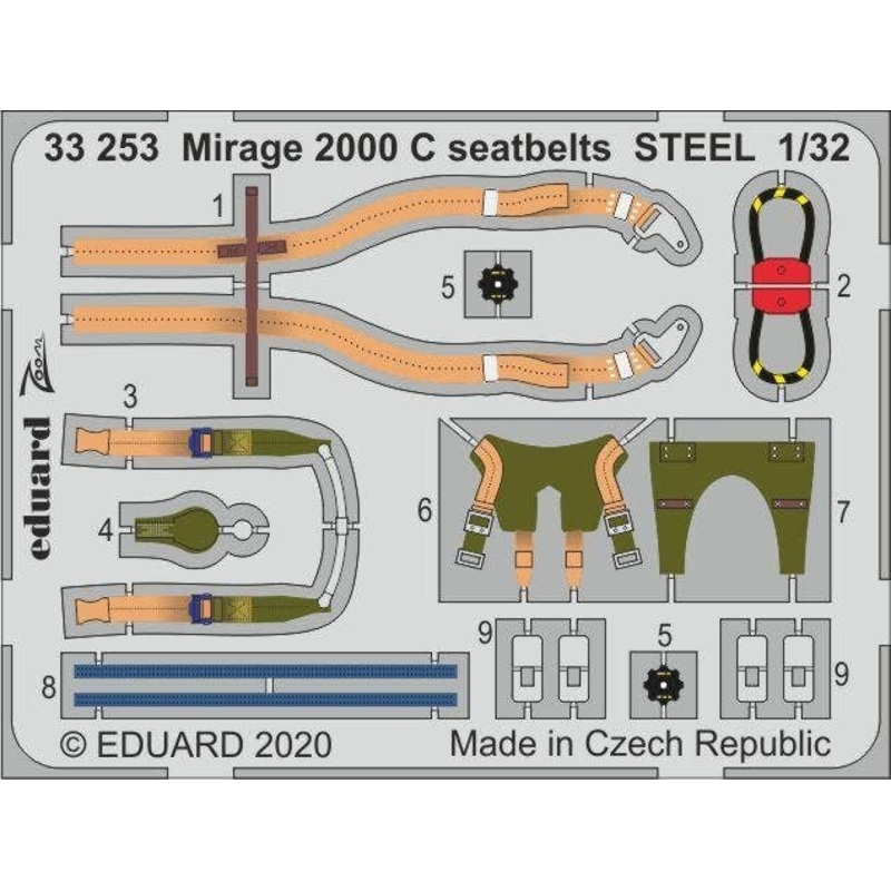 1/32 Mirage 2000 C Seatbelts Steel (for Kitty Hawk)