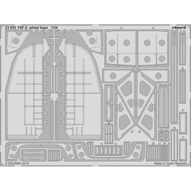 1/24 F6F-5 Wheel Bays Photo-Etched Parts (for Airfix)