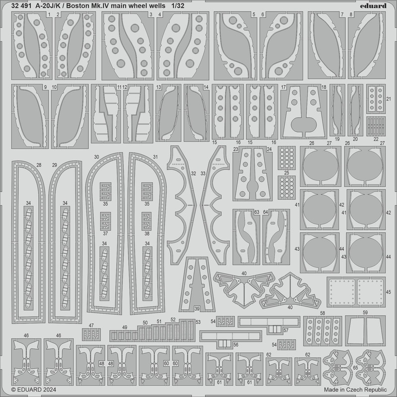 1/32 A-20J/K/Boston Mk.IV main wheel well Photo etched (for HKM)