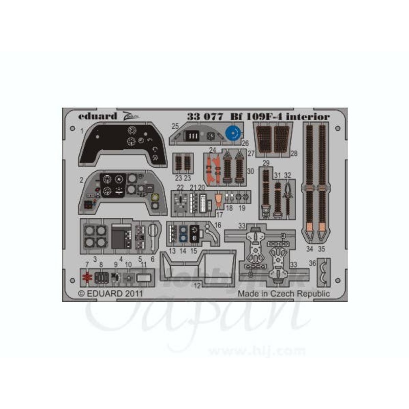 1/32 Bf 109F-4 Interior Self-Adhesive (for Trumpeter) Zoom