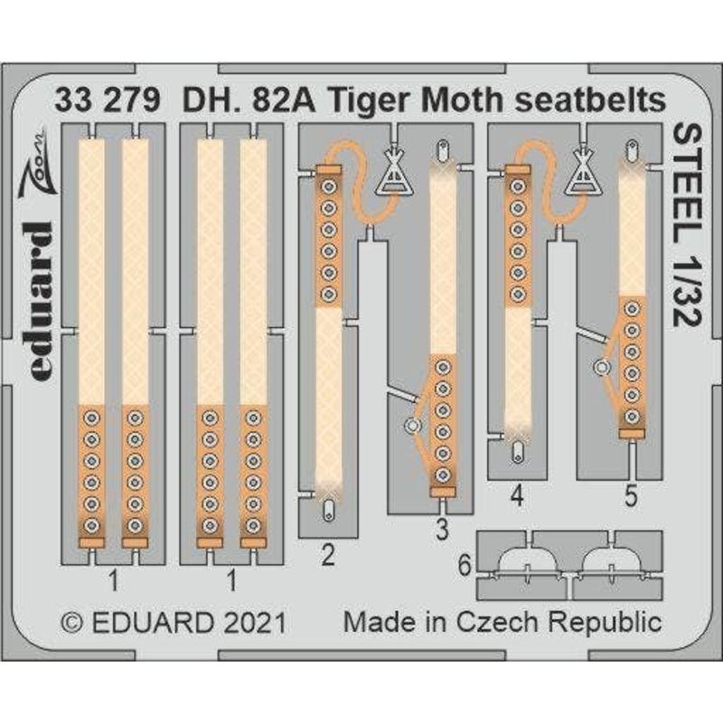 1/32 DH. 82A Tiger Moth seatbelts STEEL (for ICM)