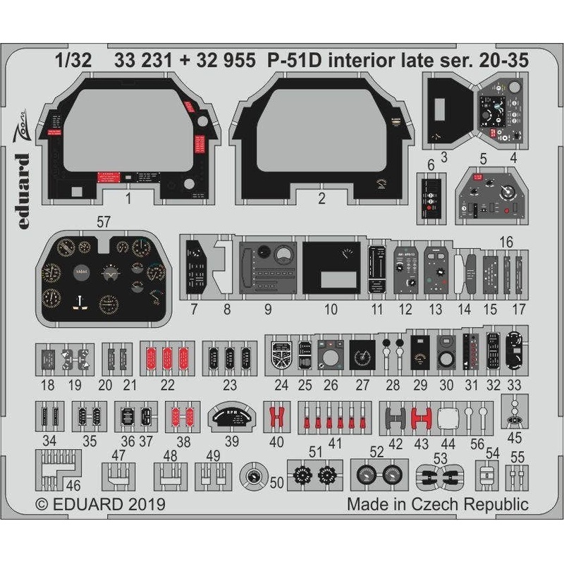 1/32 P-51D Interior Late Ser. 20-35 Zoom Photo-Etched Parts (for Tamiya)