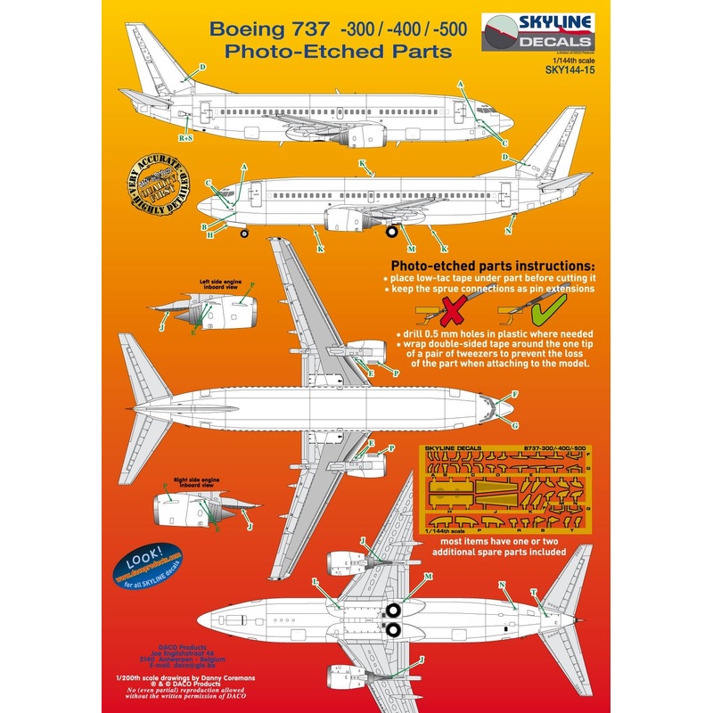 1/144 Boeing 737-300/-400/-500 Photo-Ecthed Parts (2pcs)