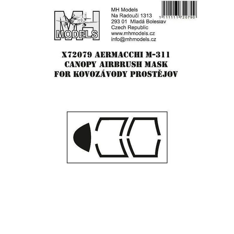 1/72 Aermacchi M-311 canopy airbrush mask for Kovozavody Prostejov