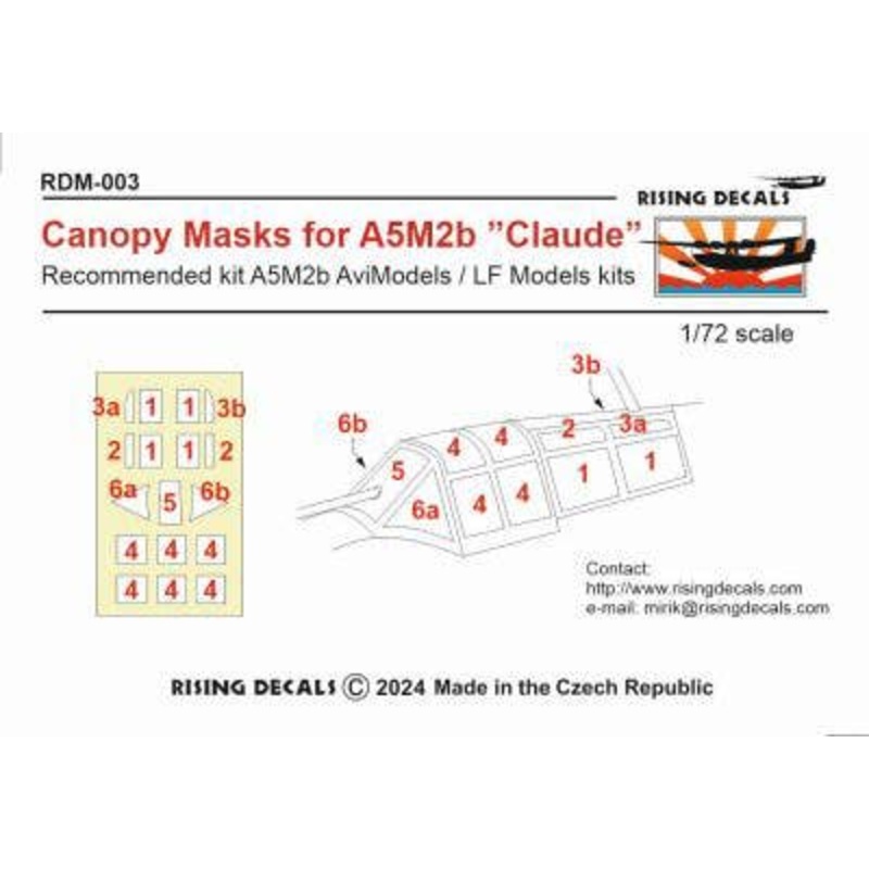 1/72 Canopy Mask for A5M2b Claude (For AviModels/LF Models)