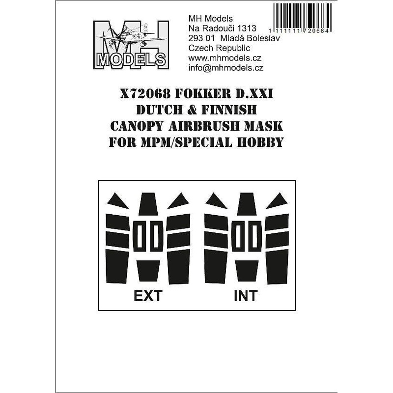 1/72 Fokker D.XXI Dutch & Finnish Early Canopy Airbrush Mask for MPM / Special Hobby