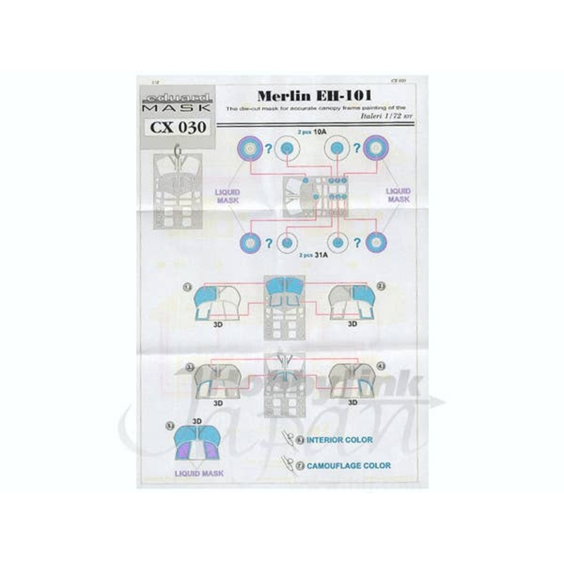 1/72 Merlin EH-101 Die-Cut Flexible Mask (for Italeri)