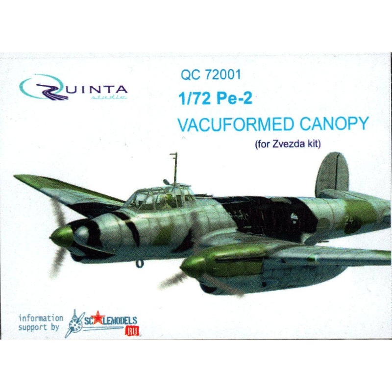 1/72 Pe-2 Vacuformed Clear Canopy  (for 7283 Zvezda kit)