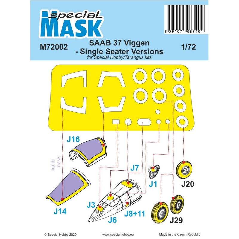 1/72 SAAB 37 Viggen Single Seater Mask (for Special Hobby/Tarangus)