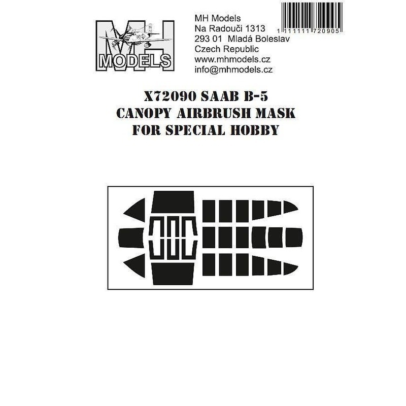 1/72 SAAB B-5 Canopy airbrush mask for Special Hobby