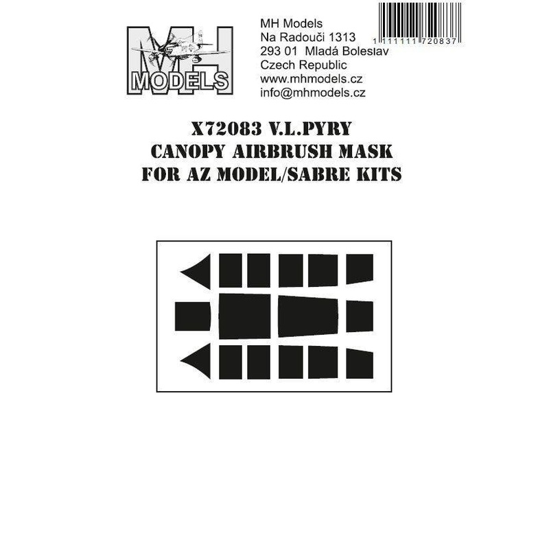 1/72 V.L. Pyry canopy airbrush mask for AZ Model/Sabre Kits