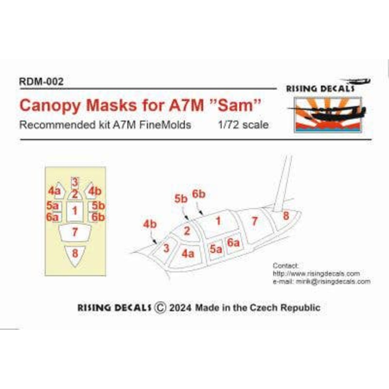 1/72 Canopy mask for A7M Sam (For Finemolds)