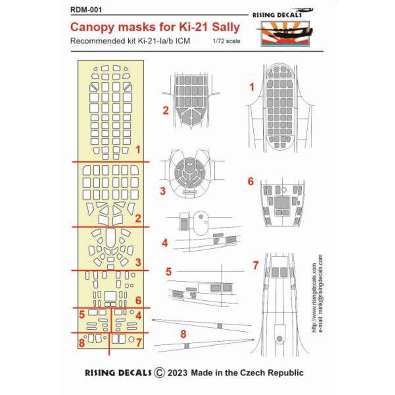 1/72 Canopy mask for Ki-21-I (ICM kit)
