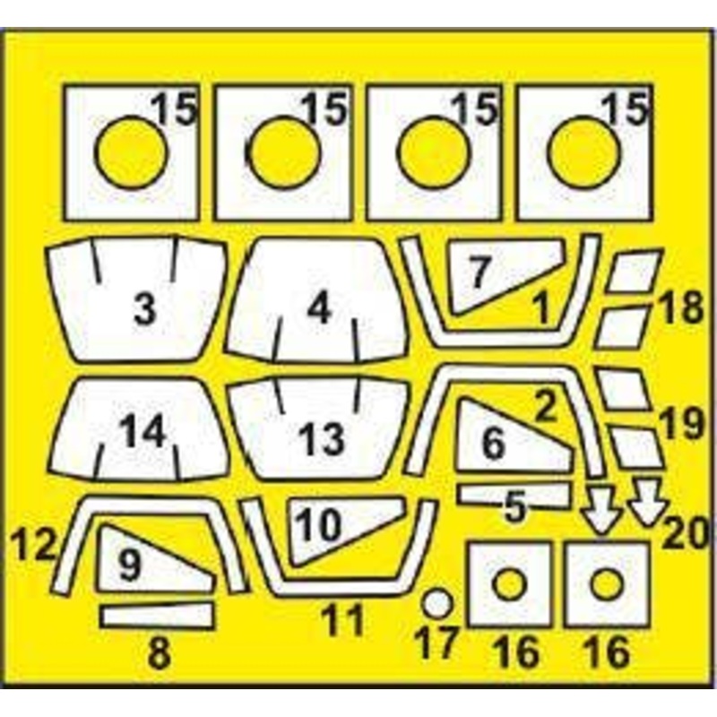 1/72 Mirage IIIC/IIICJ double-sided painting mask for Modelsvit kit "yellow kabuki paper"