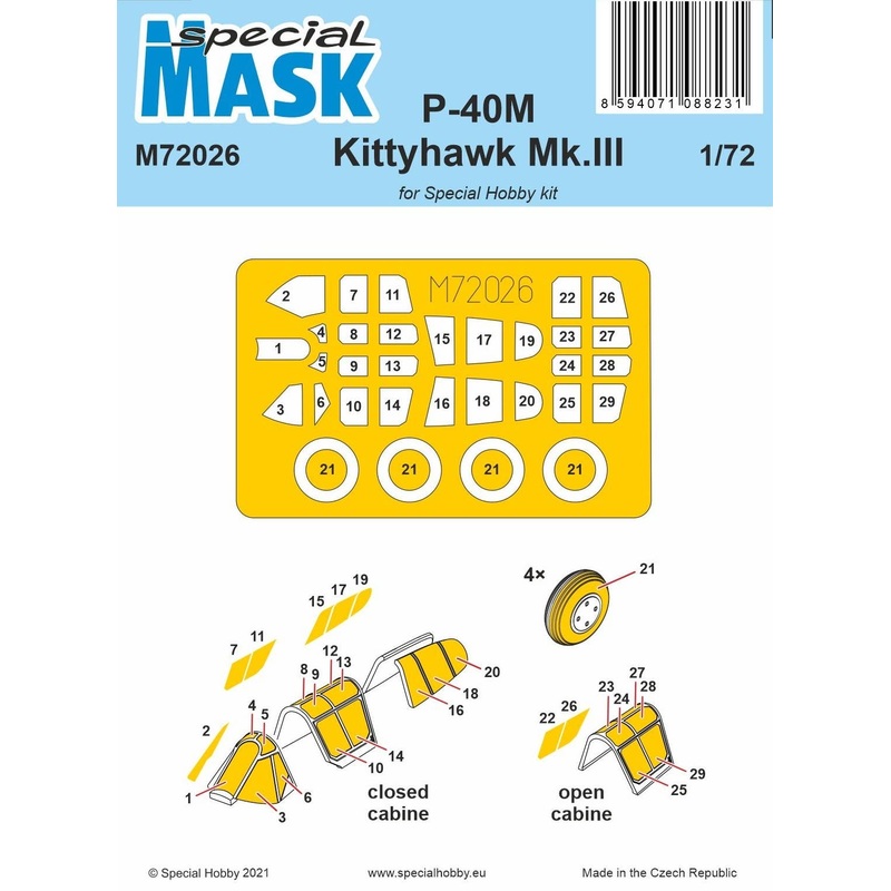 1/72 P-40M Warhawk/Kittyhawk Mk.III MASK for Special Hobby