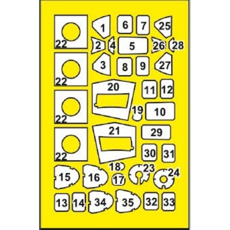 1/72 P-51B/C Mustang painting mask on yellow kabuki paper for Arma Hobby kits