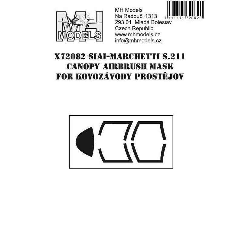 1/72 SIAI-Marchetti S.211 canopy airbrush mask for Kovozavody Prostejov