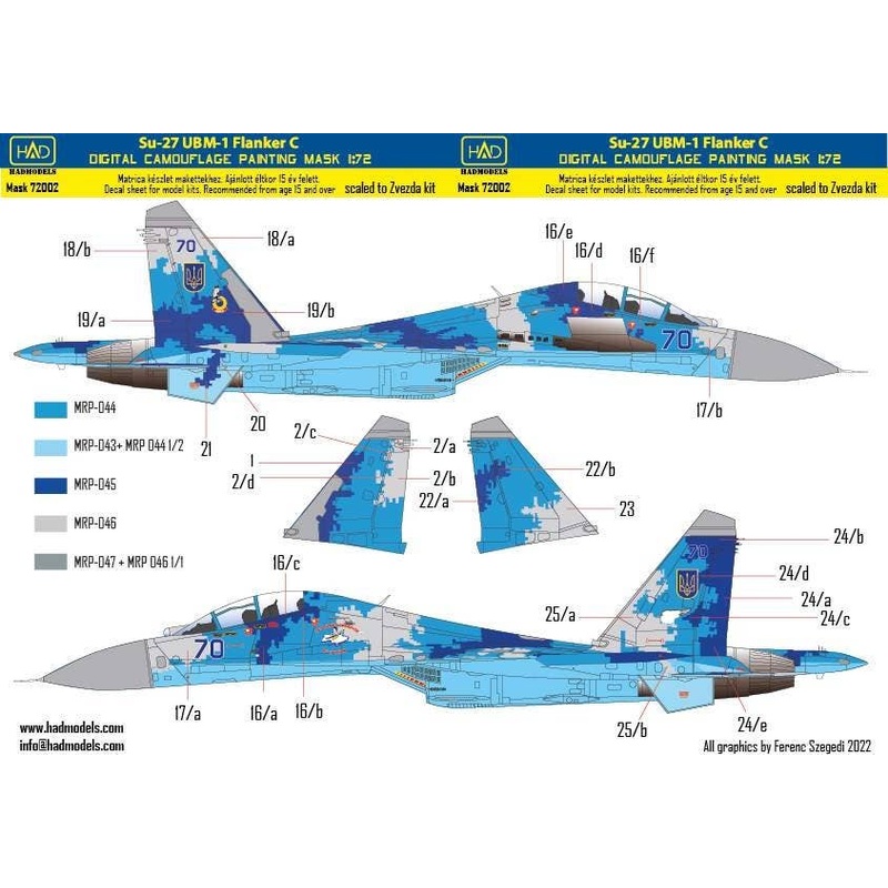 1/72 Su-27 UBM-1 Ukrainian Digital Camouflage PAINTING MASK
