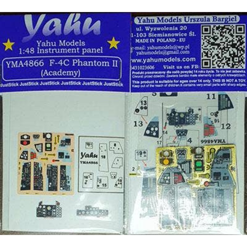 1/48 F-4C Phantom II Coloring Instrument Panel Academy