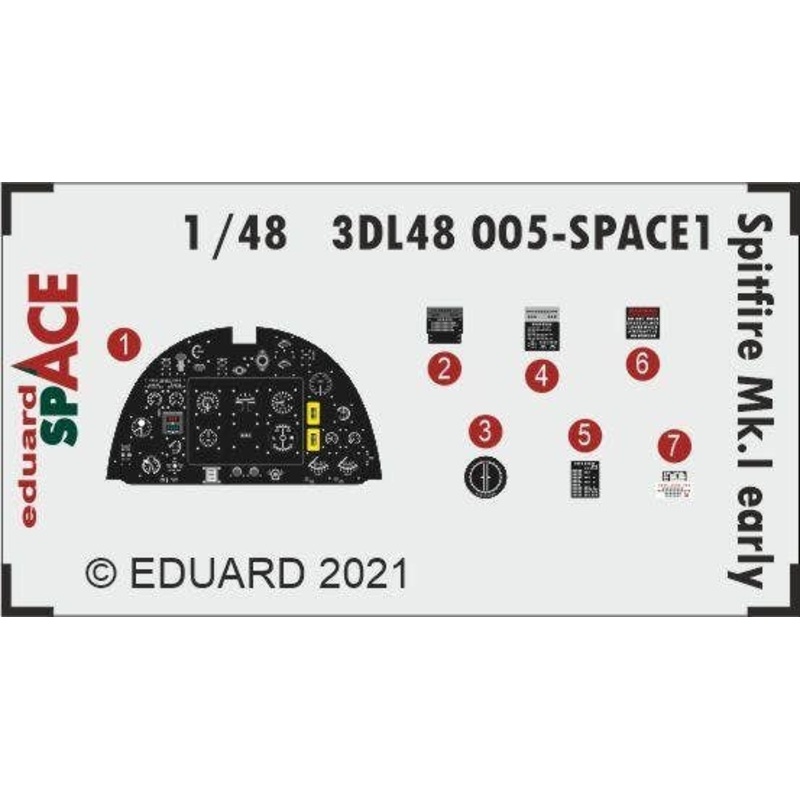 1/48 Spitfire Mk.I early SPACE Photo-Etched Parts and 3D Decals (for Eduard)