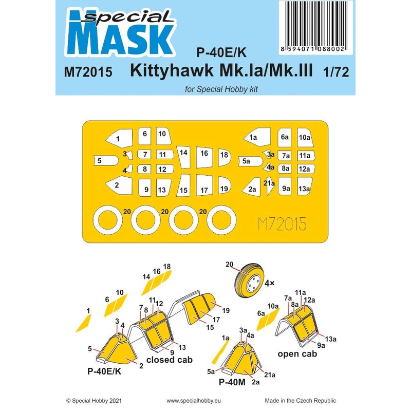 1/72 P-40E/K/Kittyhawk Mk.Ia/Mk.III Painted Mask Sticker (for Special Hobby)