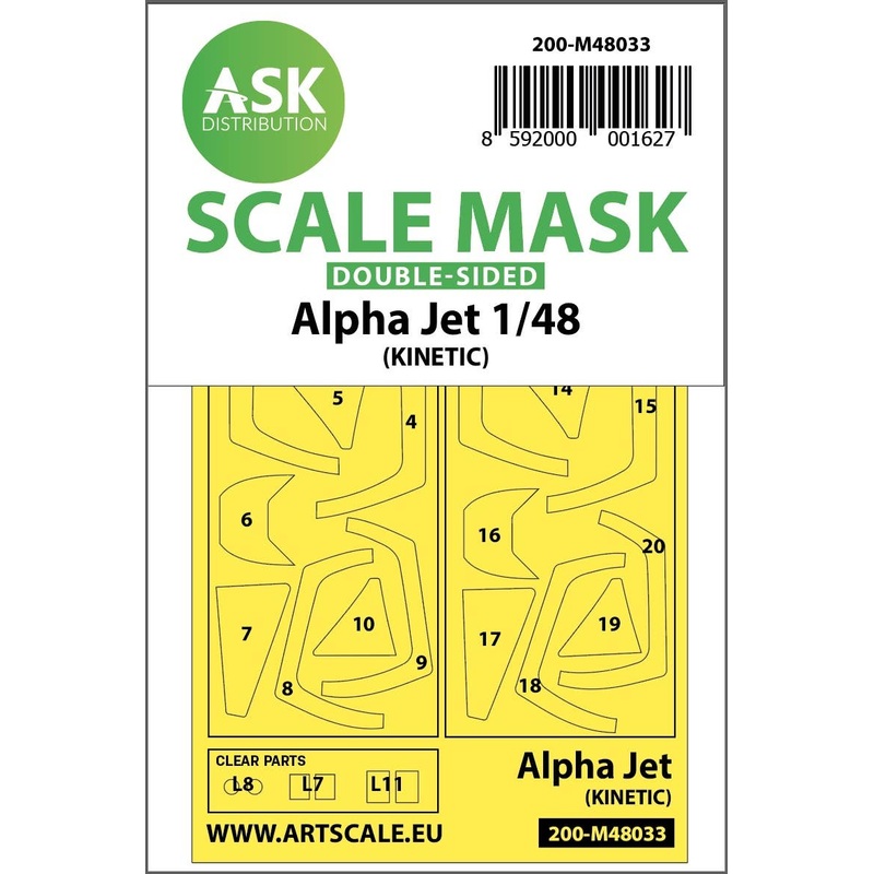 1/48 Alpha Jet double-sided painting mask for Kinetic