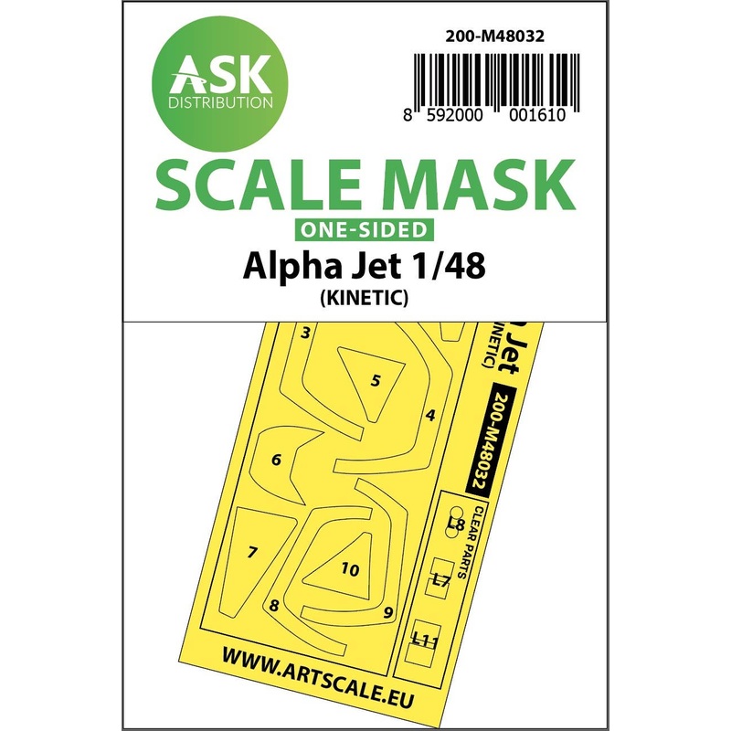 1/48 Alpha Jet one-sided painting mask for Kinetic